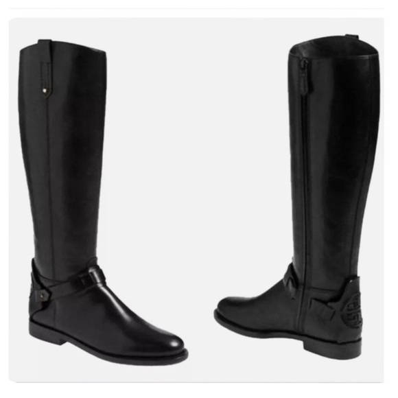 Tory Burch NEW Colton Leather Riding Boots Galleon Leather Black Size 6.5 - Picture 2 of 10